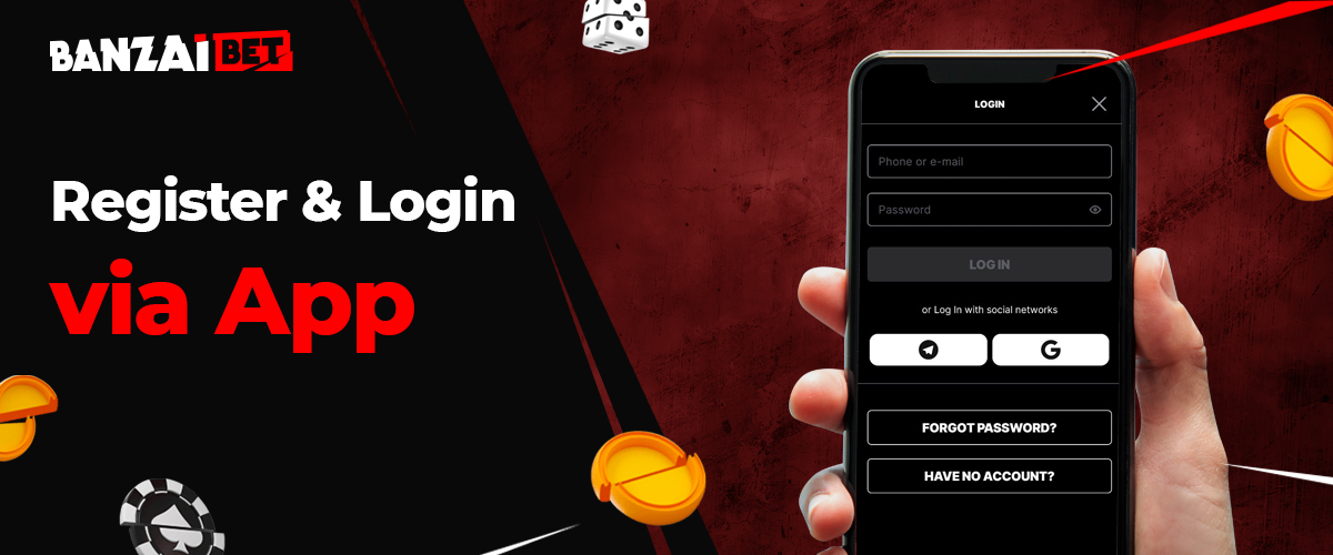 Registering and logging in to your account using Banzai Bet mobile app
