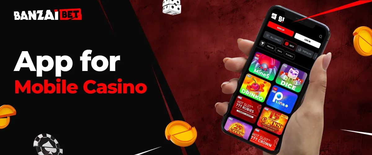 Online casino games available in Banzai Bet mobile app 