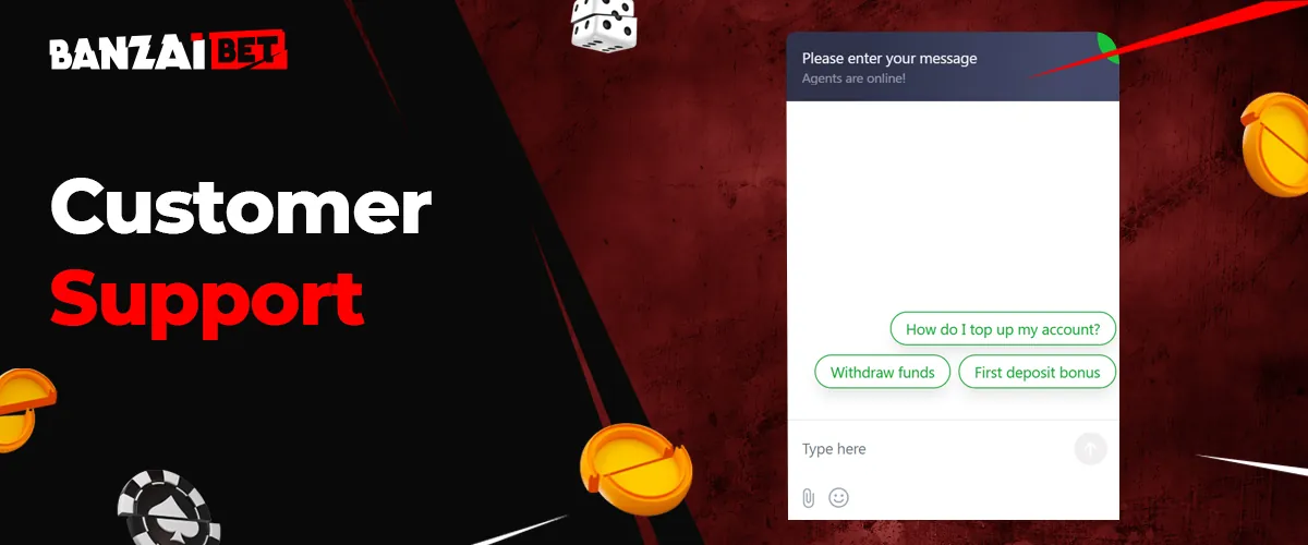 Banzai Bet online casino support contacts 2024