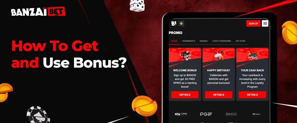 Step-by-step instructions for beginners how to get a bonus on Banzai Bet site