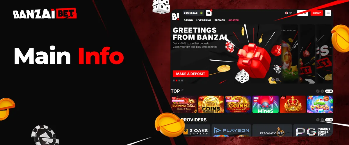 Basic information about Banzai Bet online casino India